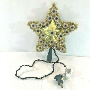 Vintage Lighted Gold Tone Tree Topper Star